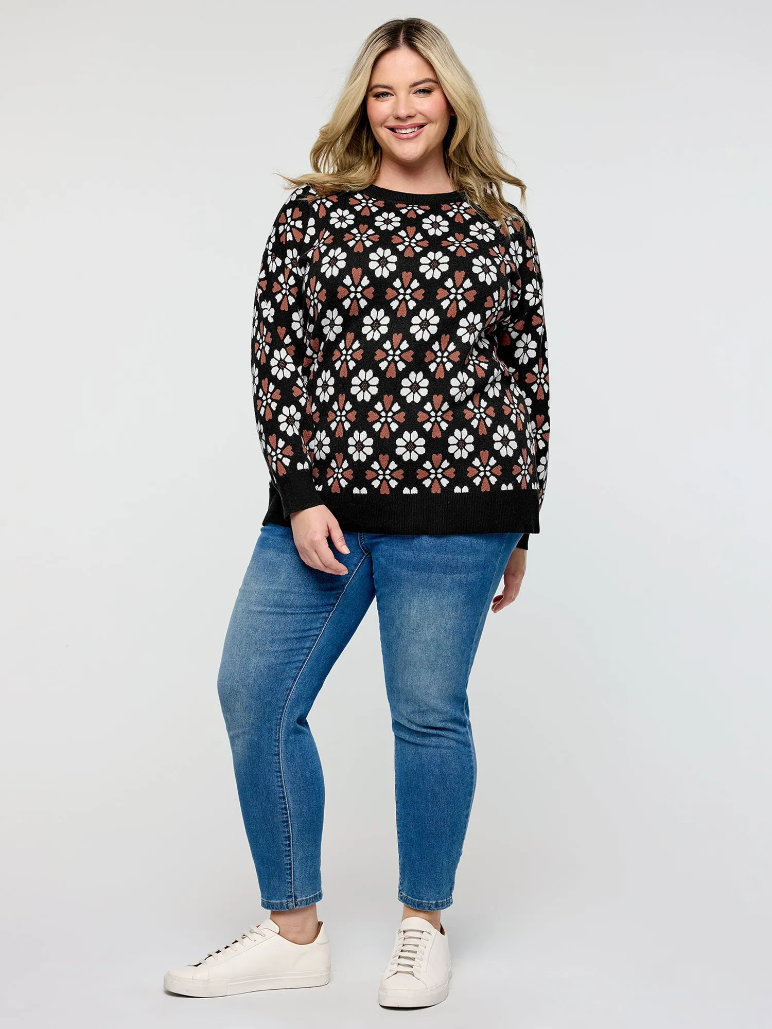Supersoft Floral Jacquard Contrast Pullover sold by Bloomchic product image thumbnail 3