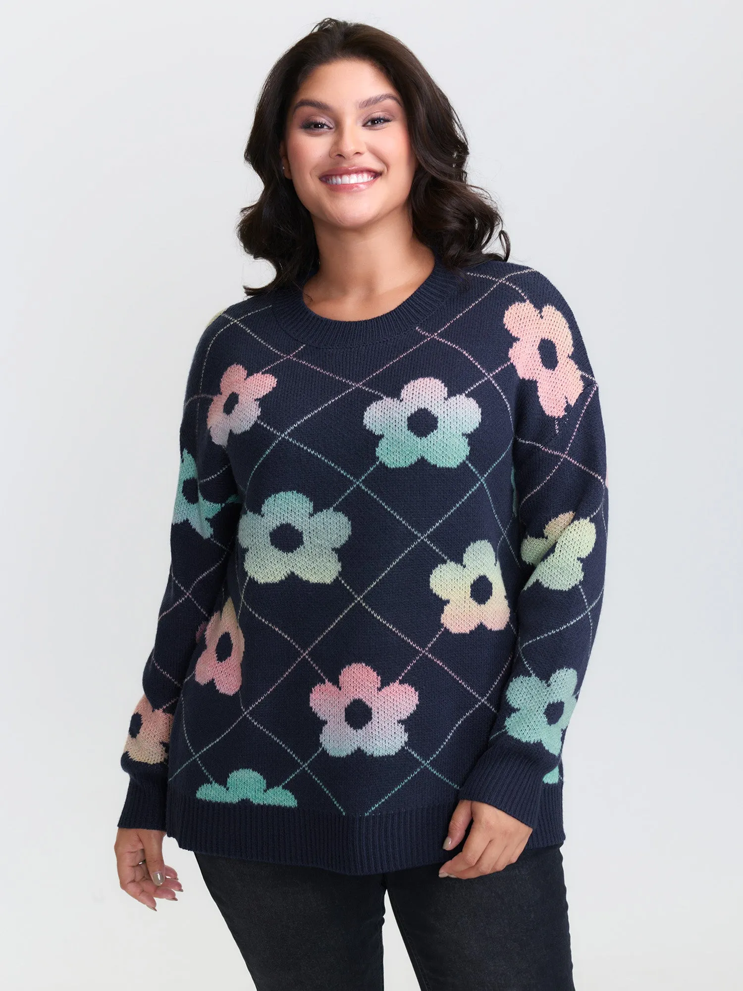 Floral Color Gradient Round Neck Pullover sold by Bloomchic product image thumbnail 2