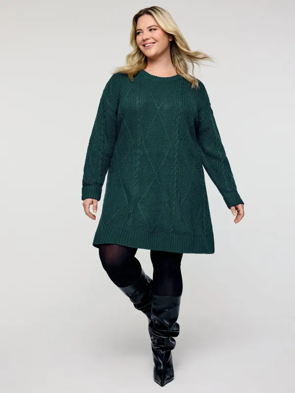 Twisted Pattern Textured Midi Sweater Dress sold by Bloomchic