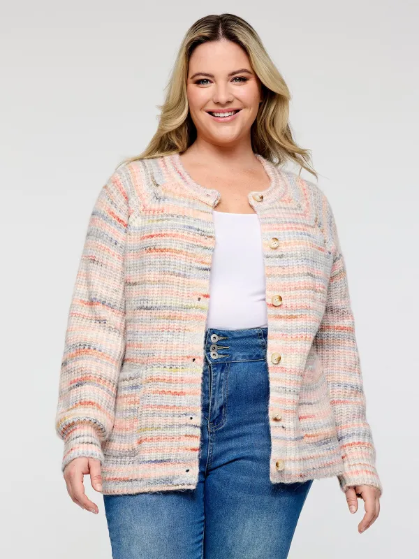 Heather Buttons Pockets Knit Cardigan sold by Bloomchic