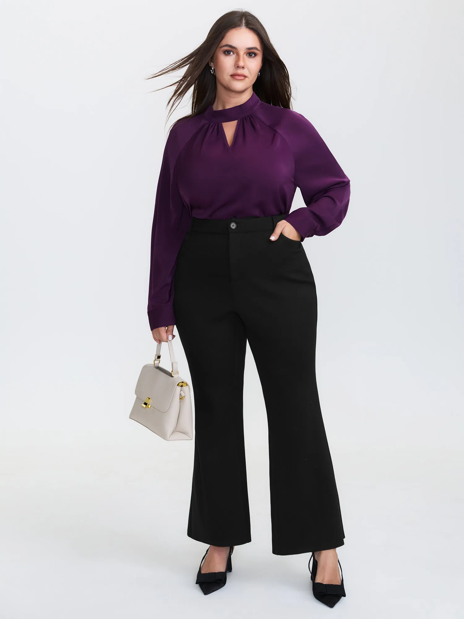 Stretchy Back Waistband Bootcut Pants sold by Bloomchic product image thumbnail 2