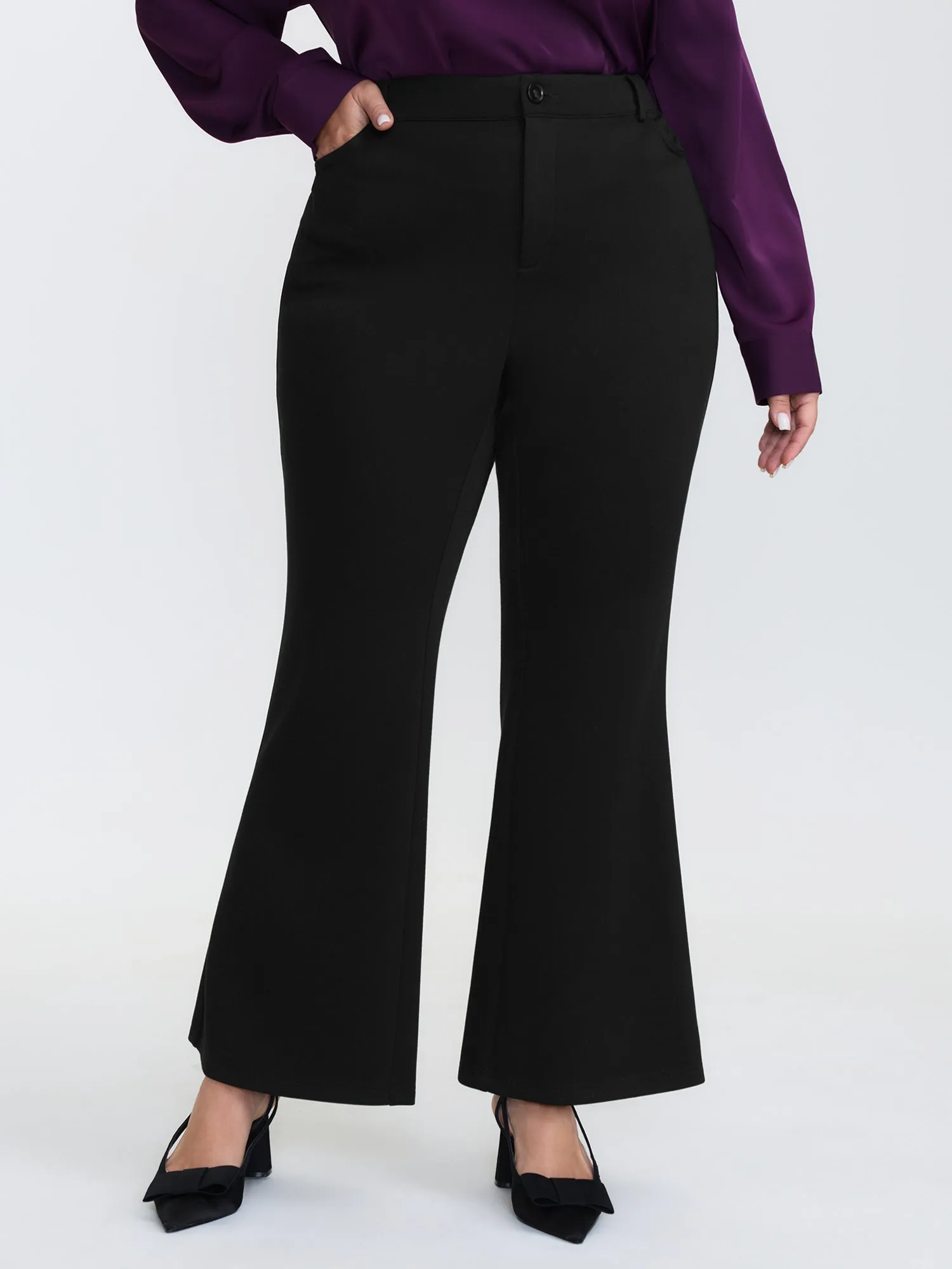Stretchy Back Waistband Bootcut Pants sold by Bloomchic