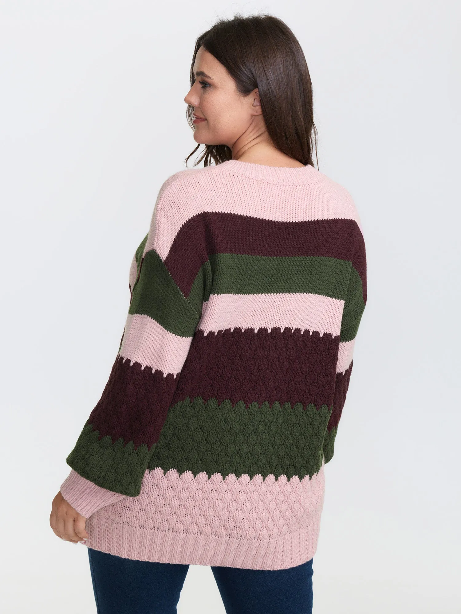 Colorblock Textured Ribbed Hem Pullover sold by Bloomchic product image thumbnail 4