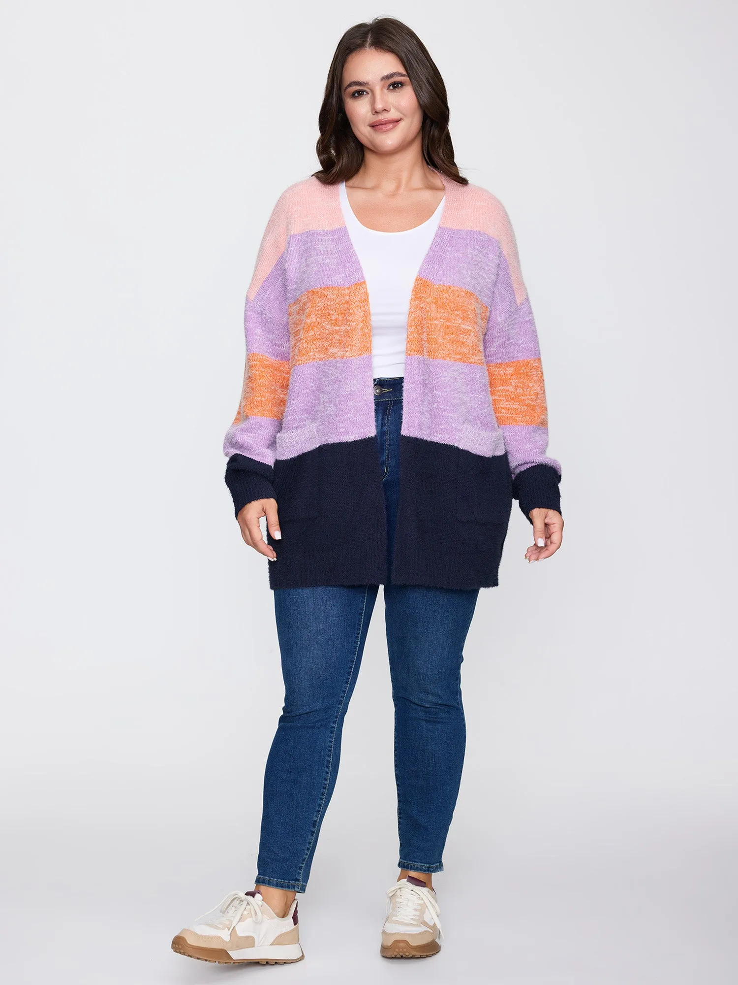 Furry Textured Colorblock Knit Cardigan sold by Bloomchic product image thumbnail 3
