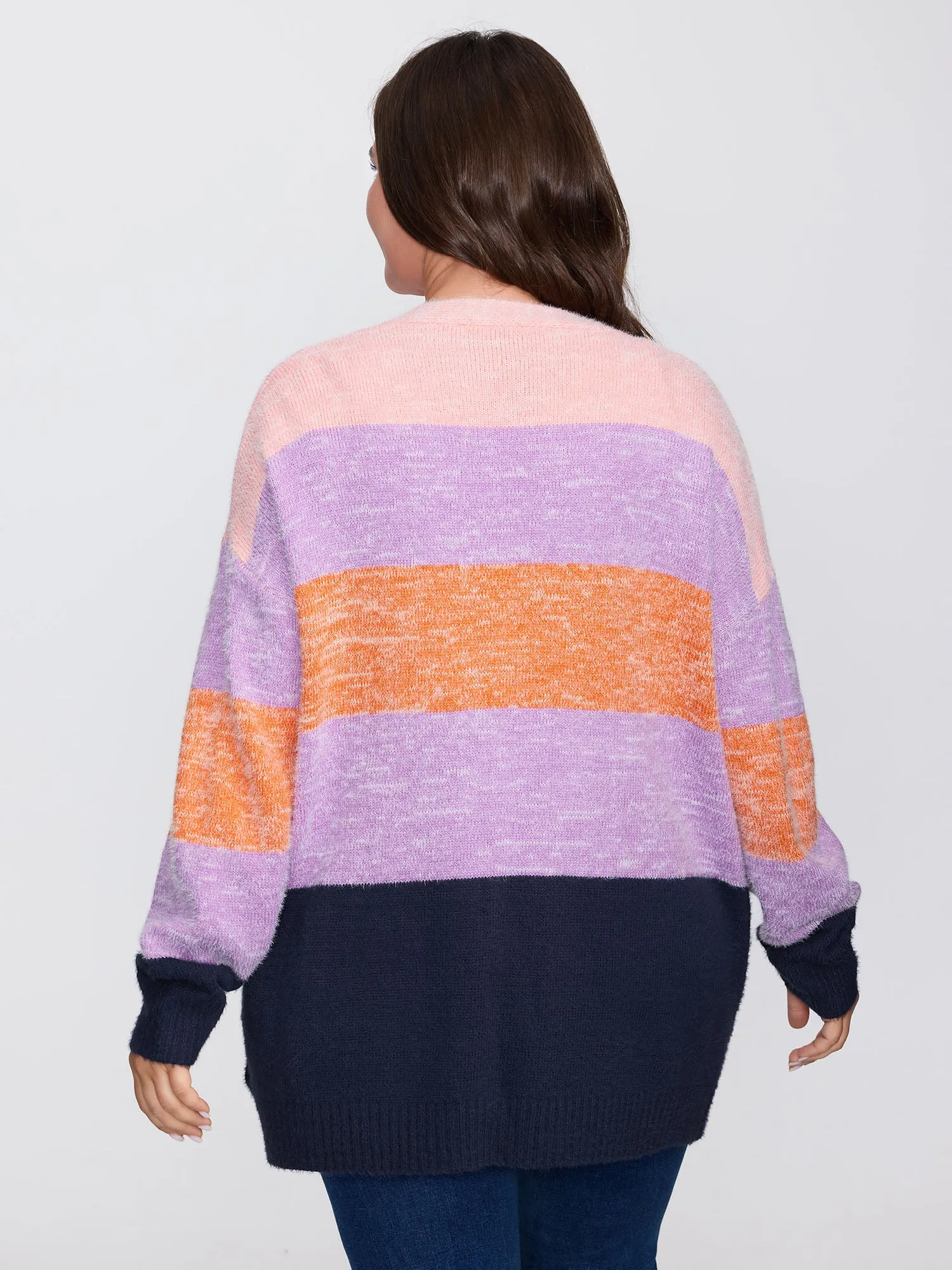 Furry Textured Colorblock Knit Cardigan sold by Bloomchic product image thumbnail 4