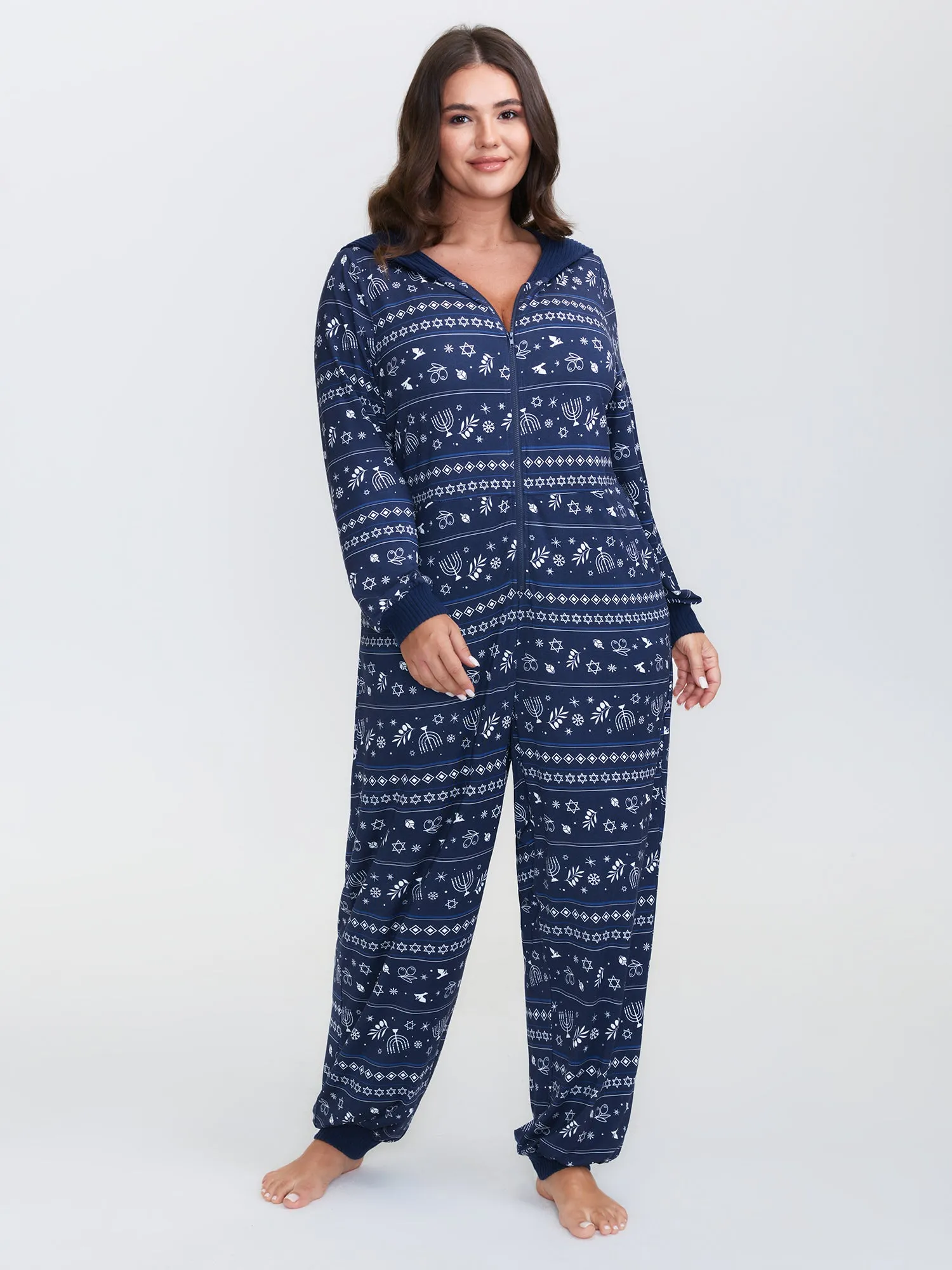 Holiday Print Hooded Pockets Sleep Jumpsuit sold by Bloomchic product image thumbnail 3
