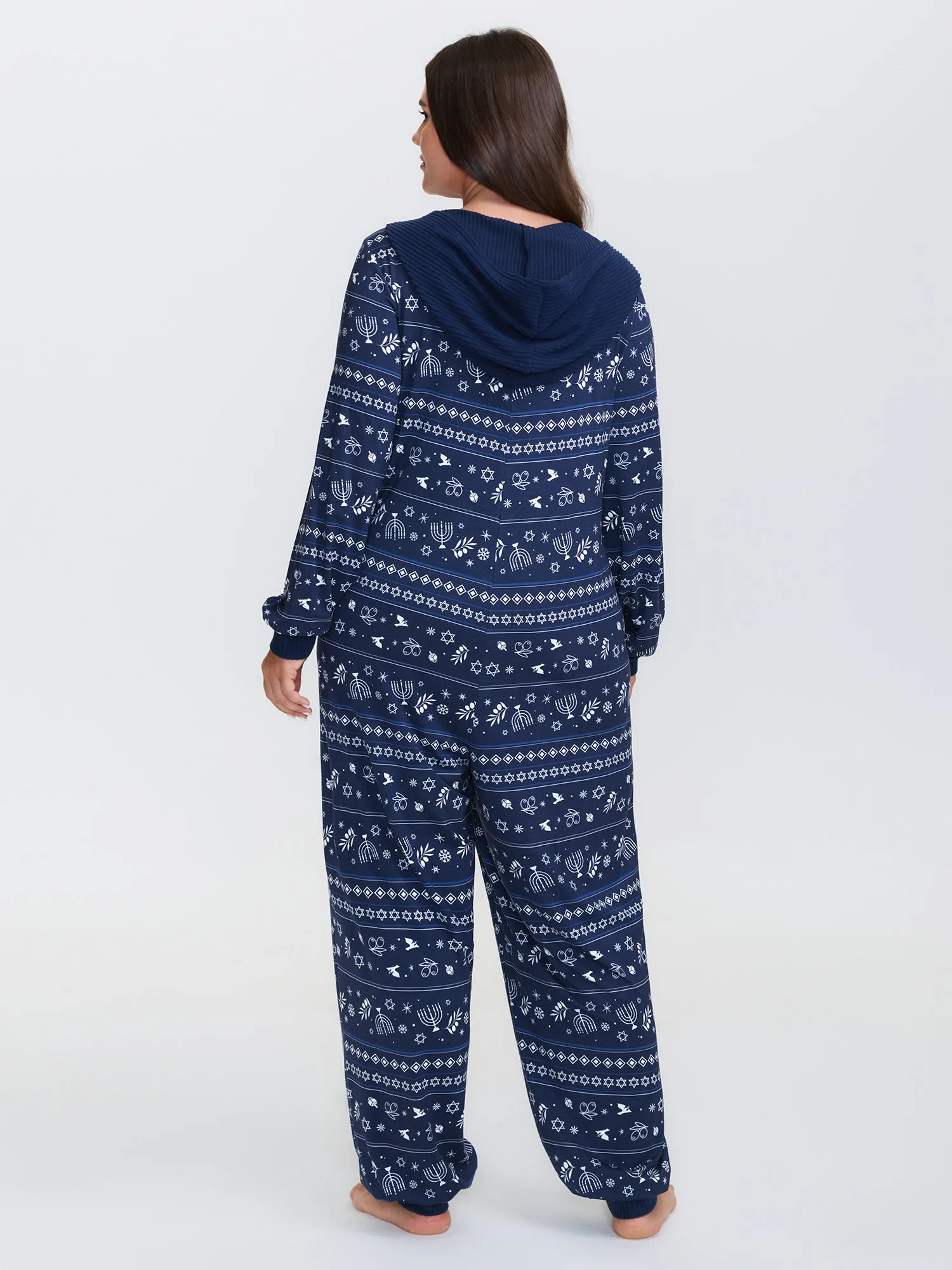 Holiday Print Hooded Pockets Sleep Jumpsuit sold by Bloomchic product image thumbnail 4