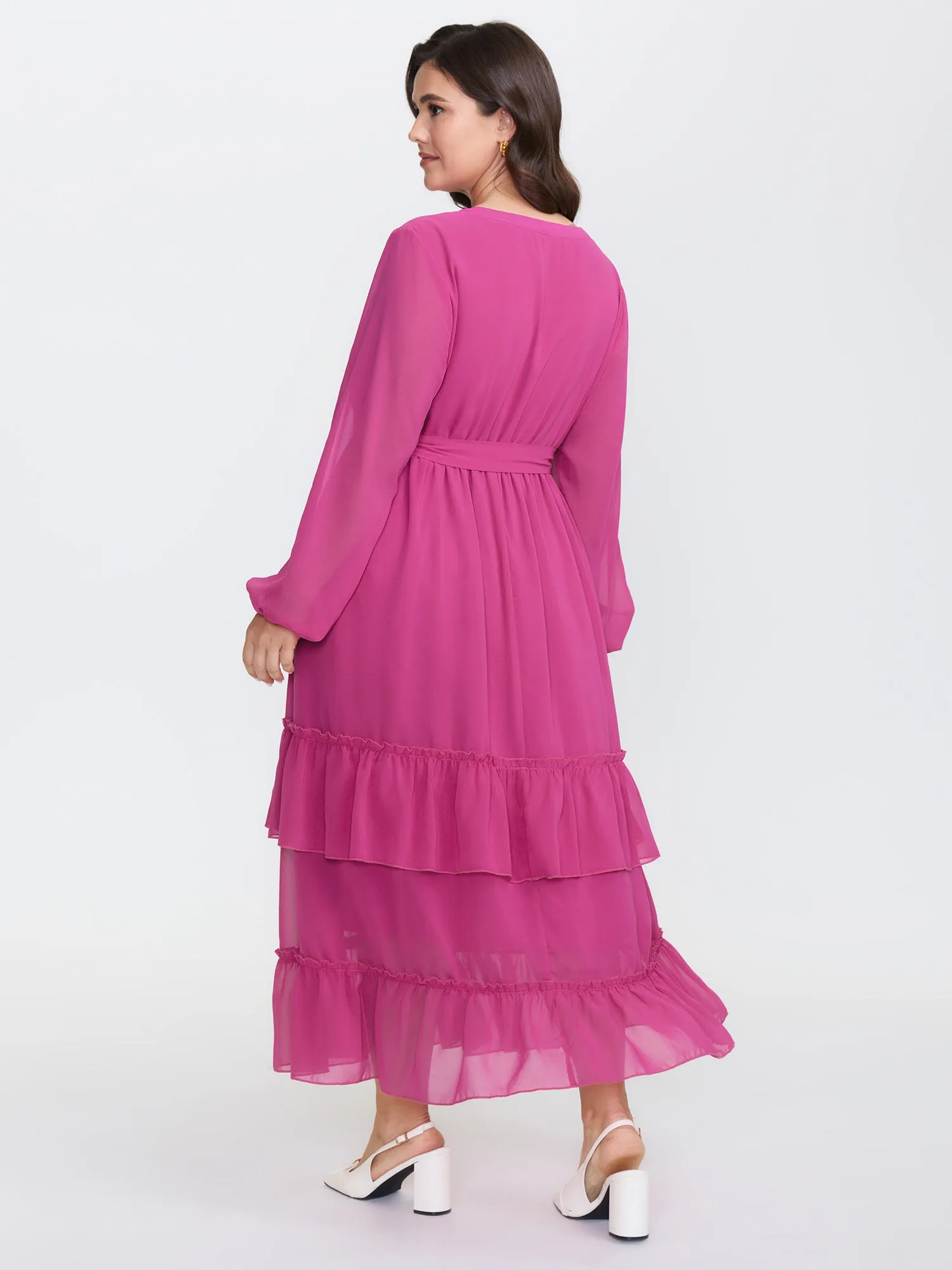 Ruffled Stretchy Waist-Tie Maxi Dress sold by Bloomchic product image thumbnail 4