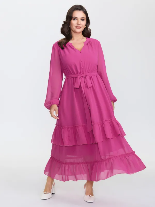 Ruffled Stretchy Waist-Tie Maxi Dress sold by Bloomchic