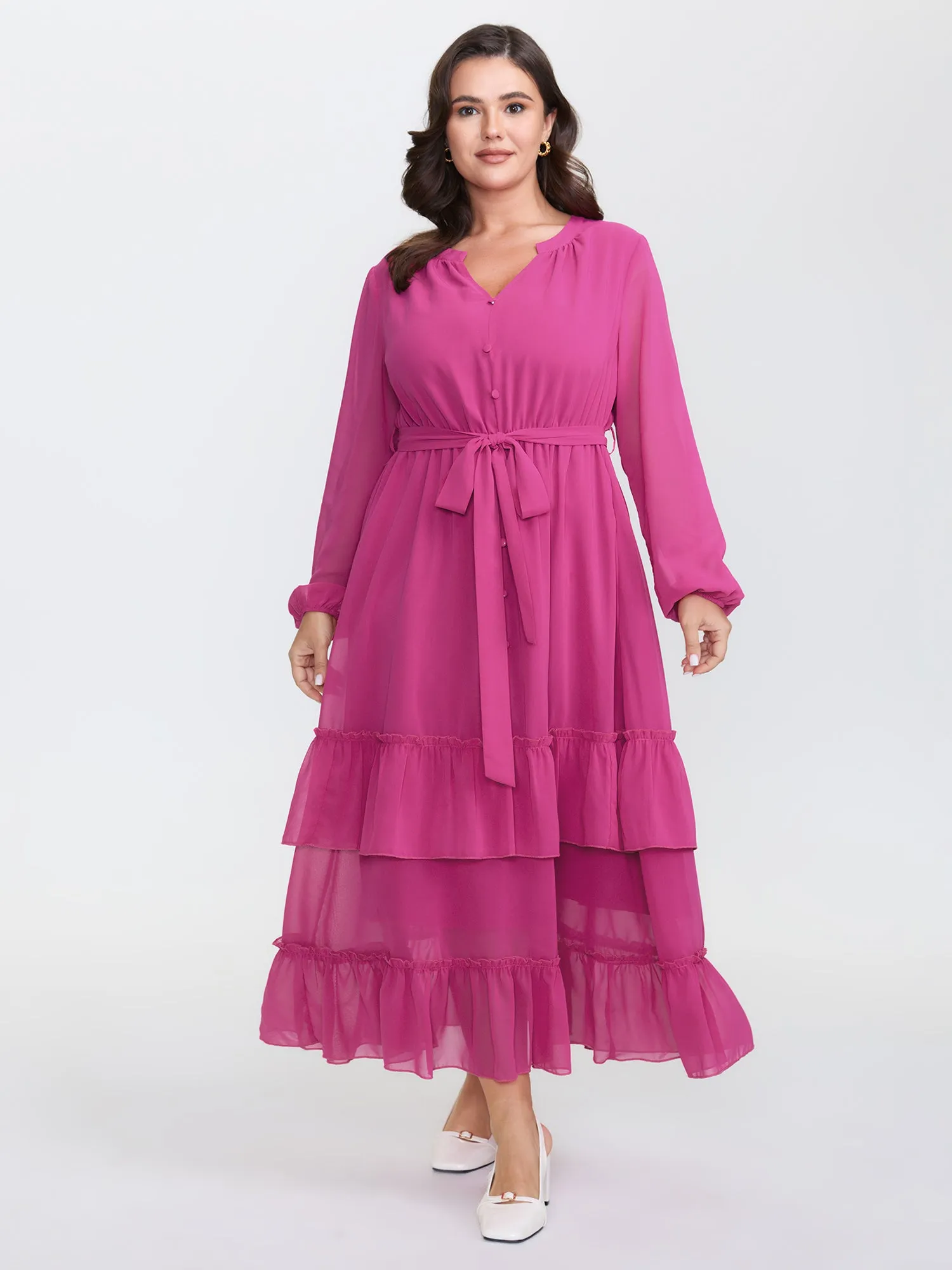 Ruffled Stretchy Waist-Tie Maxi Dress sold by Bloomchic product image thumbnail 3