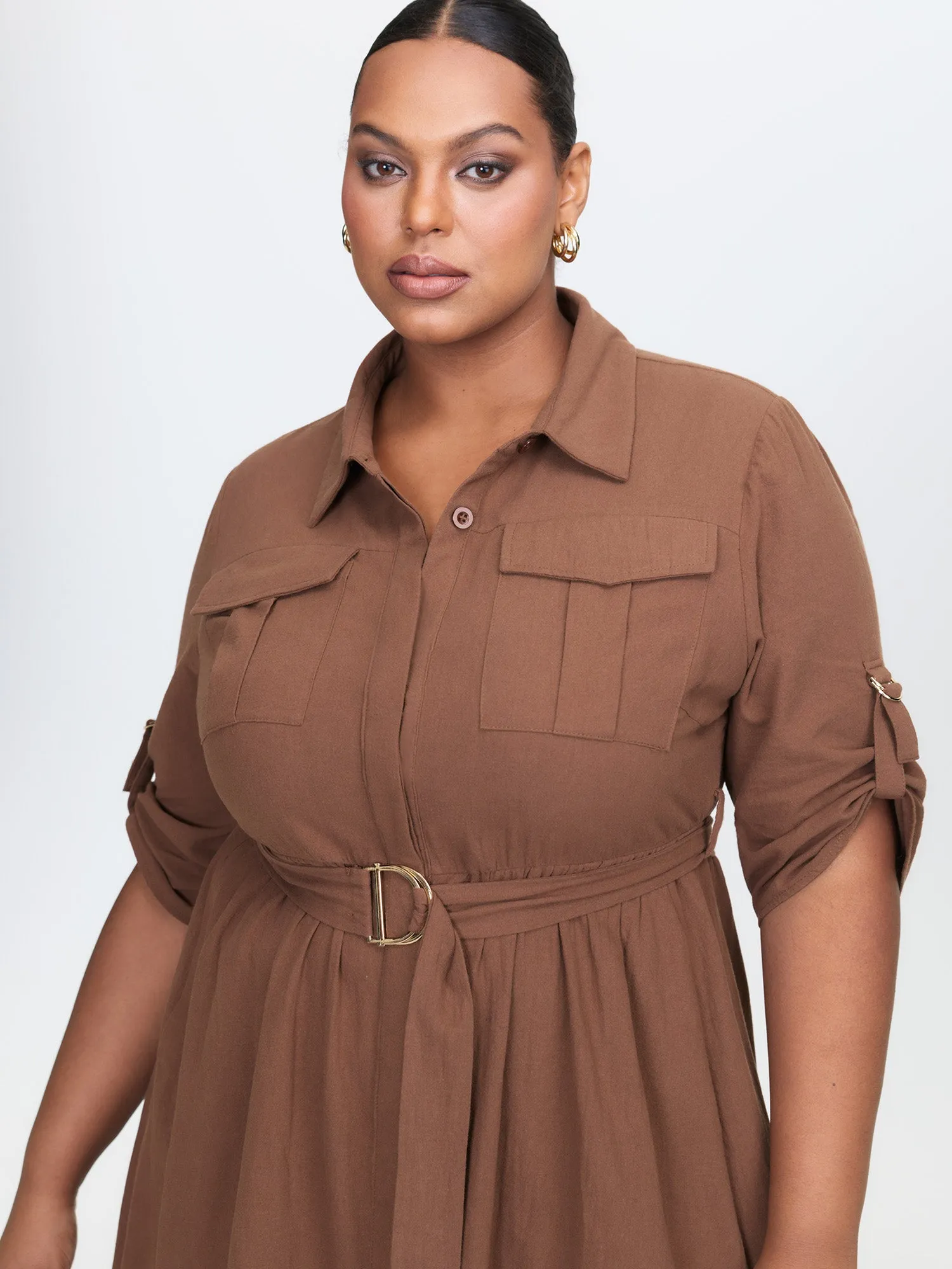 Pure Cotton Curvy Hem Belted Midi Dress sold by Bloomchic product image thumbnail 2