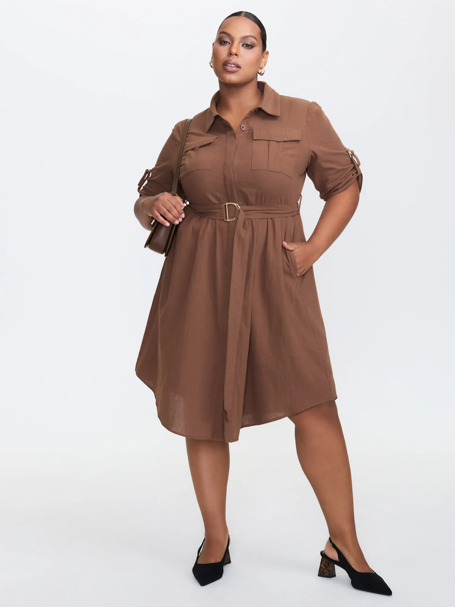 Pure Cotton Curvy Hem Belted Midi Dress sold by Bloomchic product image thumbnail 3