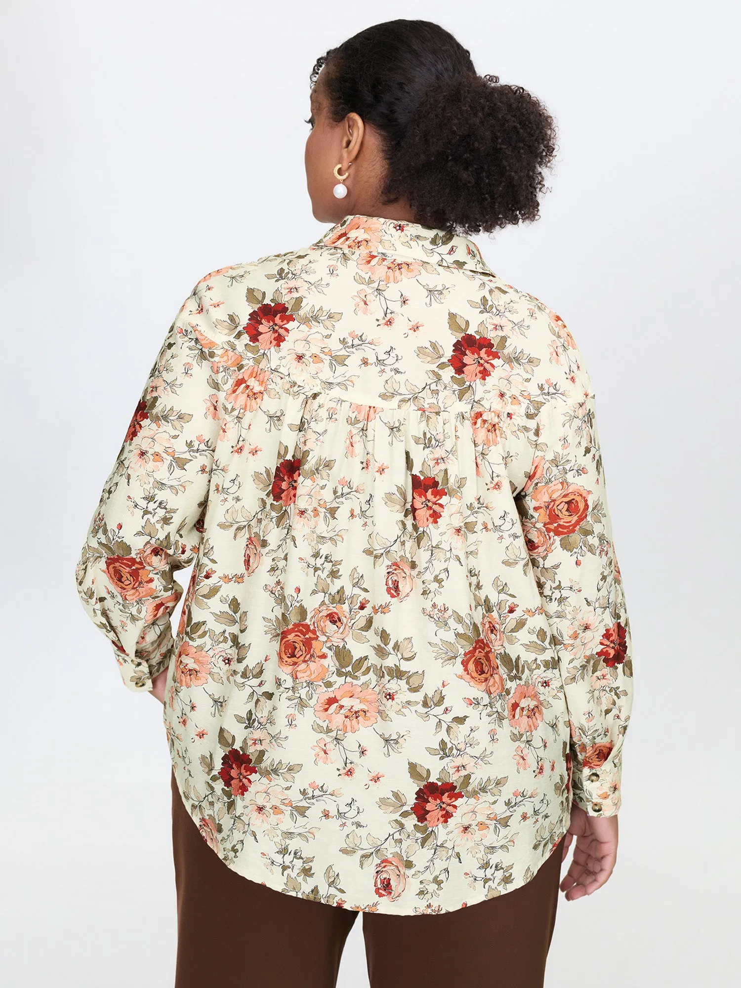 Rayon Floral Print Button-Down Shirt sold by Bloomchic product image thumbnail 4