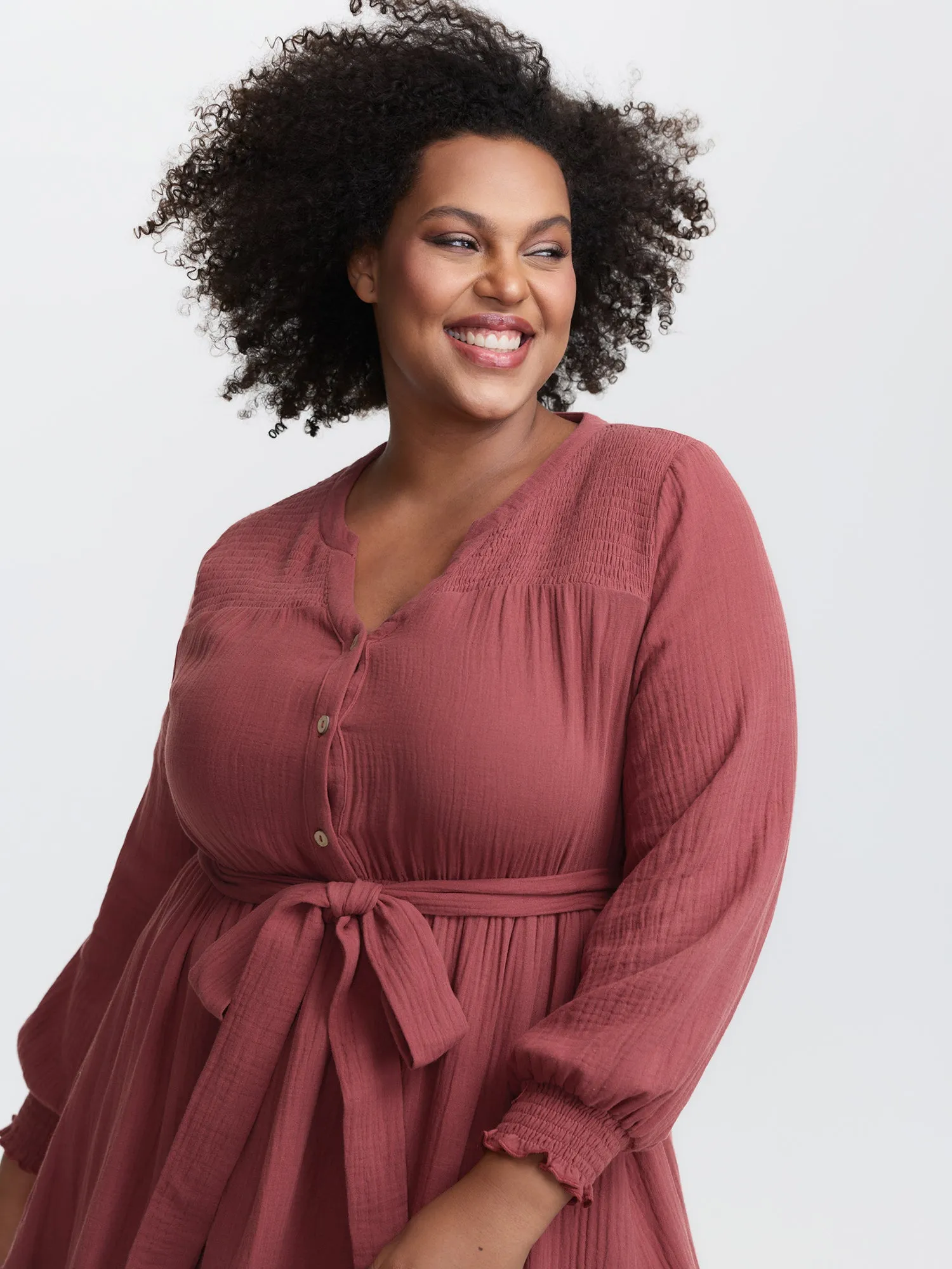 Cotton Textured Belted Pockets Maxi Dress sold by Bloomchic product image thumbnail 2