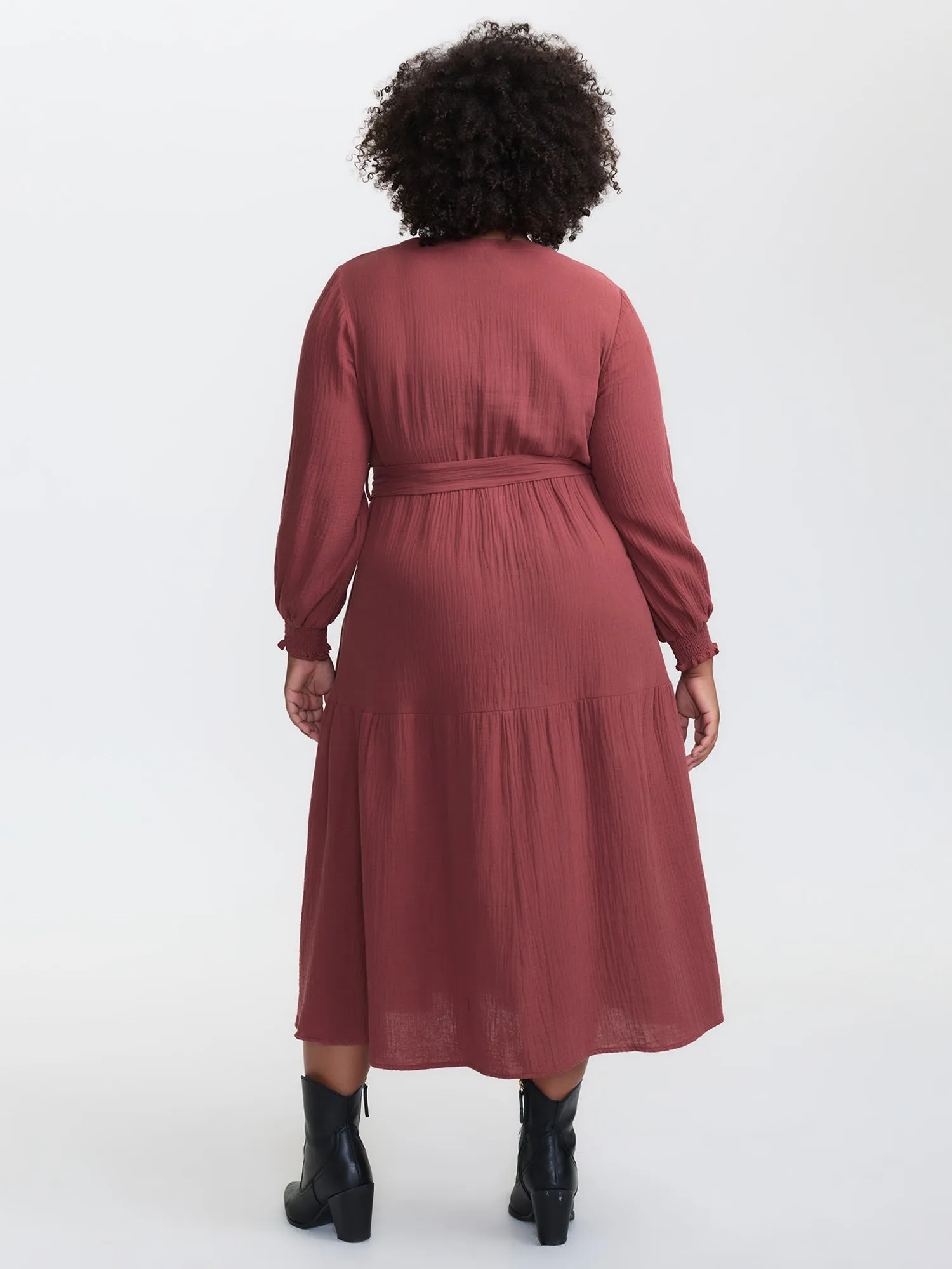 Cotton Textured Belted Pockets Maxi Dress sold by Bloomchic product image thumbnail 4