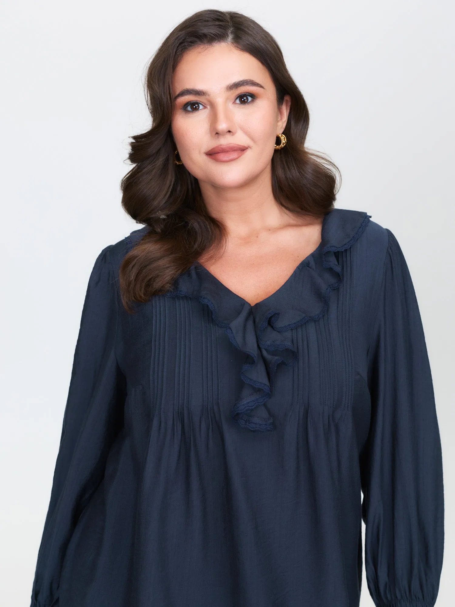 Ruffled Neckline Stretchy Cuffs Blouse sold by Bloomchic product image thumbnail 2