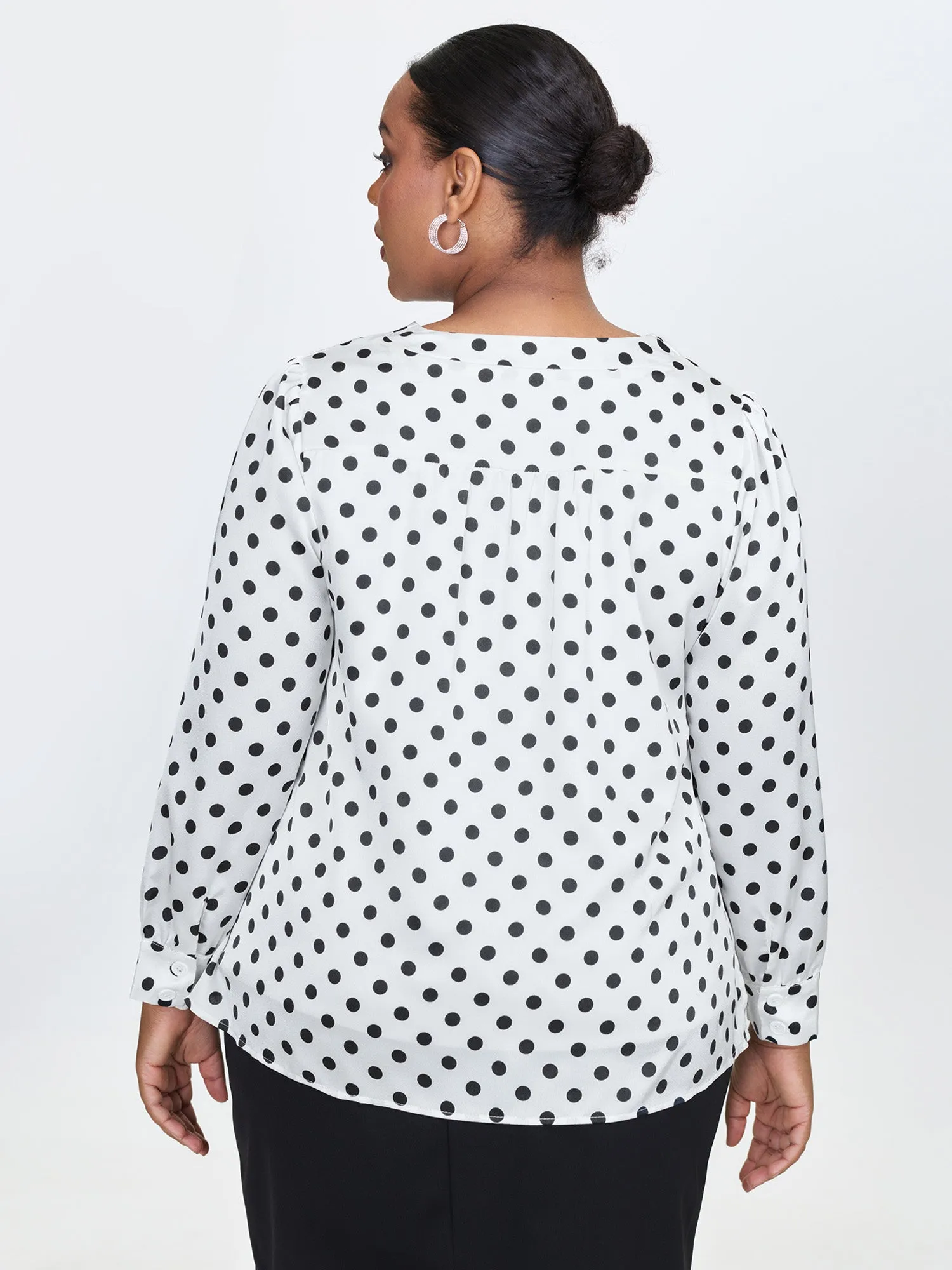Ribbon-Tie Neckline Polka Dots Blouse sold by Bloomchic product image thumbnail 4
