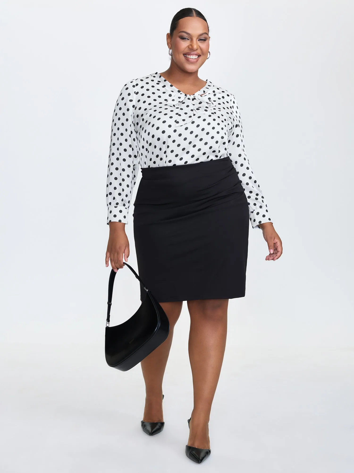 Ribbon-Tie Neckline Polka Dots Blouse sold by Bloomchic product image thumbnail 2