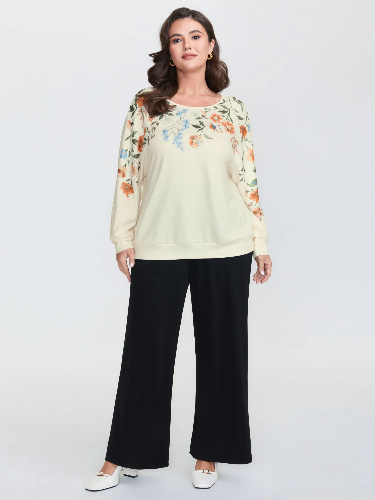 Floral Embroidery Cozy Stretchy Hem T-Shirt sold by Bloomchic product image thumbnail 3