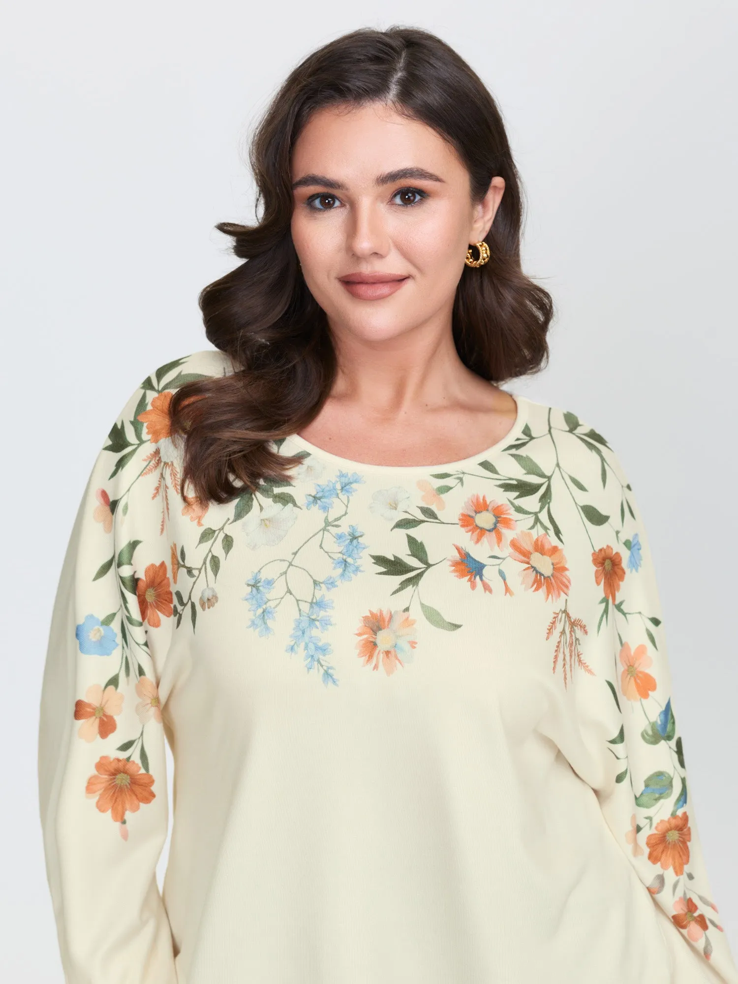 Floral Embroidery Cozy Stretchy Hem T-Shirt sold by Bloomchic product image thumbnail 2