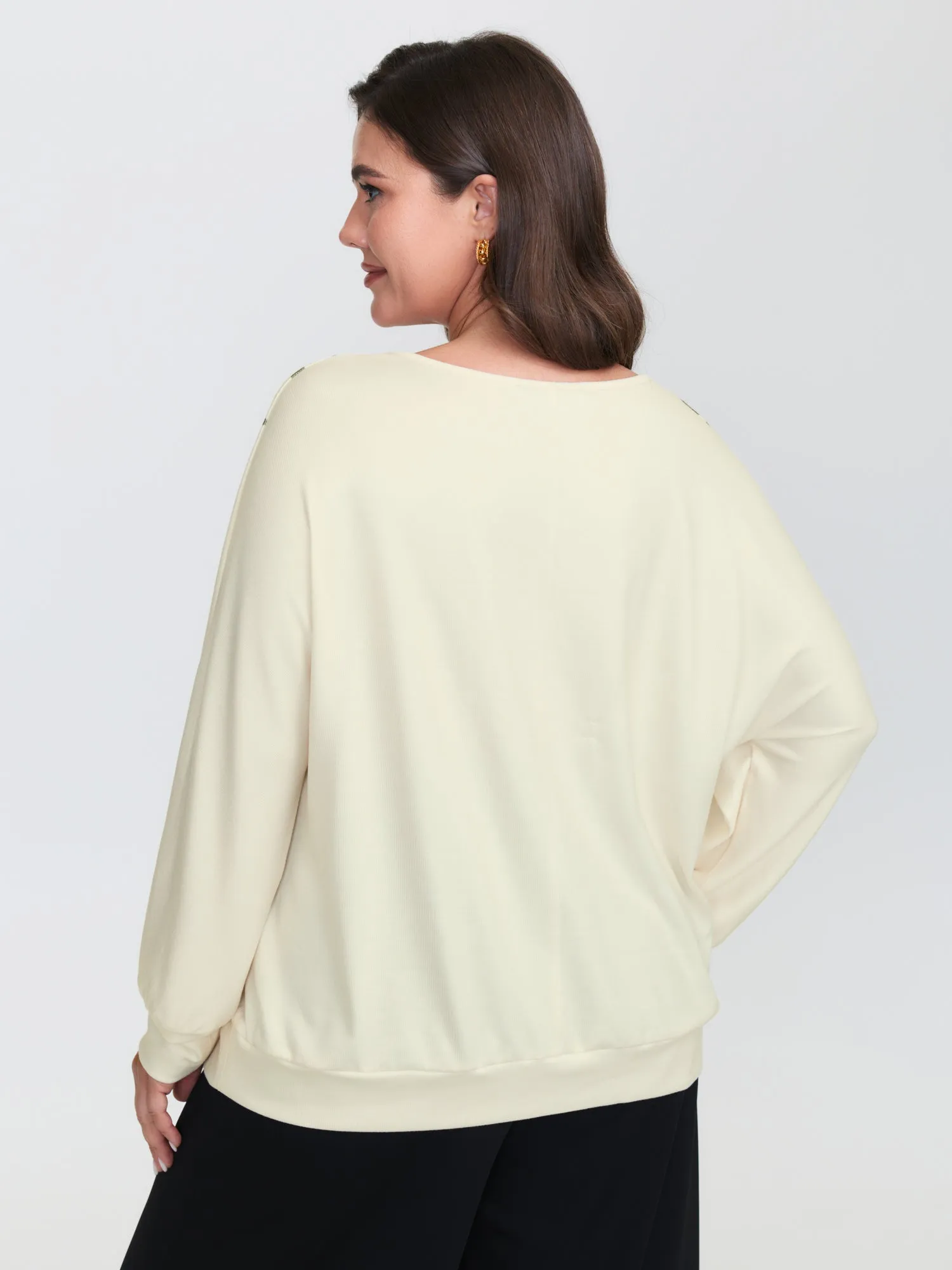 Floral Embroidery Cozy Stretchy Hem T-Shirt sold by Bloomchic product image thumbnail 4