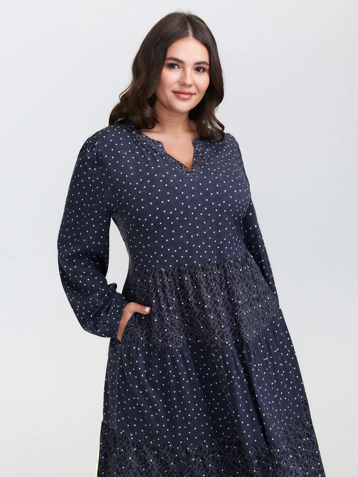 Polka Dots Print Tiered Flowy Maxi Dress sold by Bloomchic product image thumbnail 2