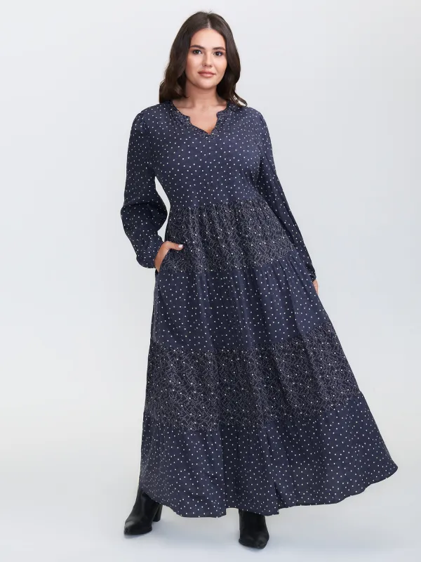 Polka Dots Print Tiered Flowy Maxi Dress sold by Bloomchic