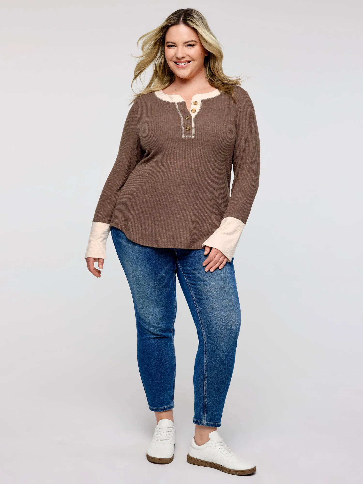 Ribbed Button Color Contrast T-Shirt sold by Bloomchic product image thumbnail 3