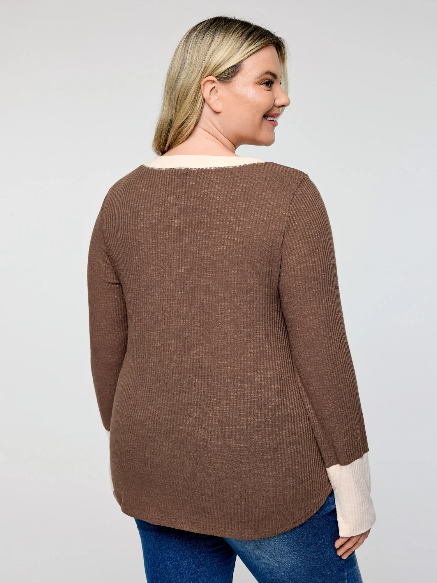 Ribbed Button Color Contrast T-Shirt sold by Bloomchic product image thumbnail 4