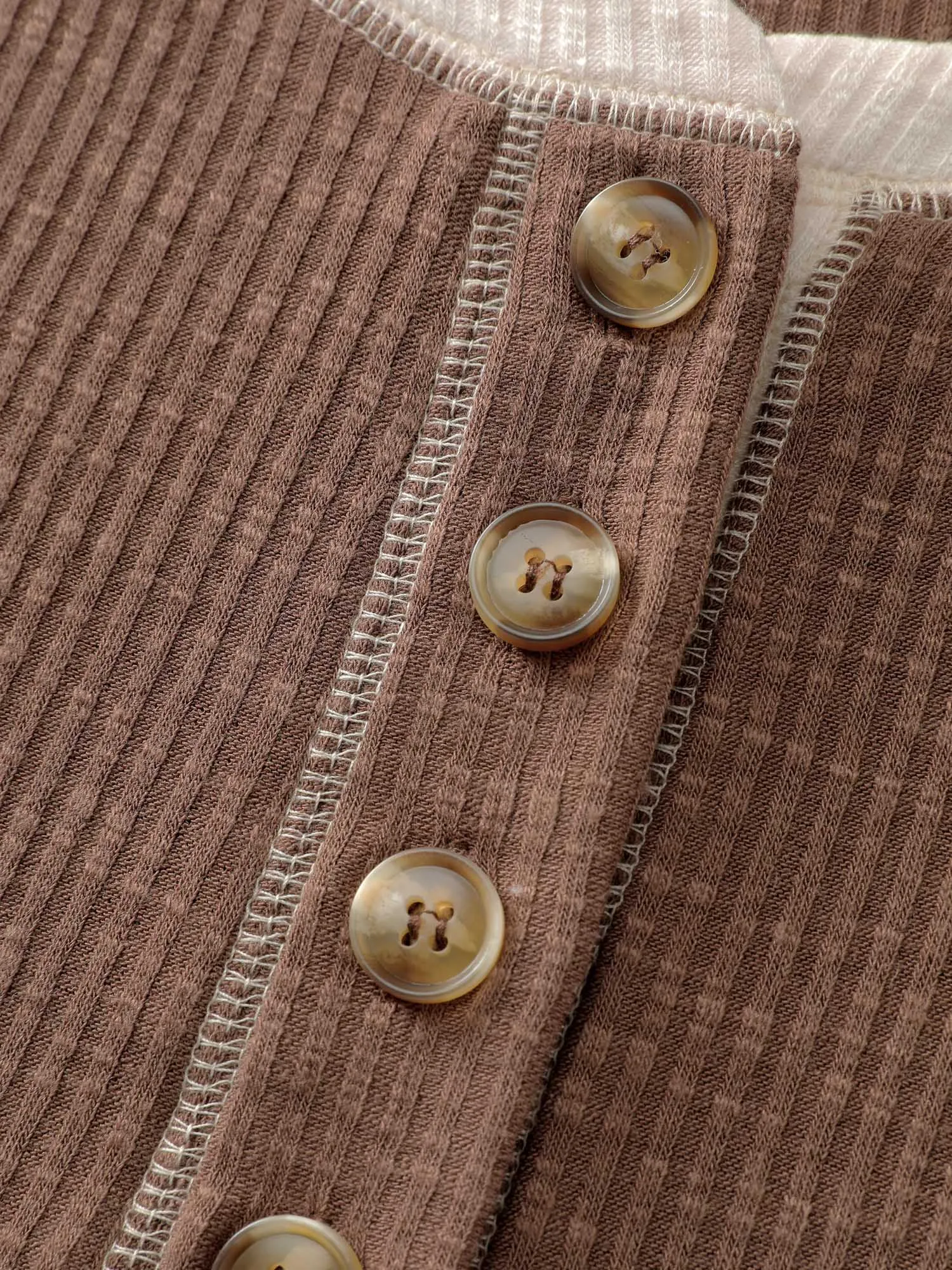 Ribbed Button Color Contrast T-Shirt sold by Bloomchic product image thumbnail 5