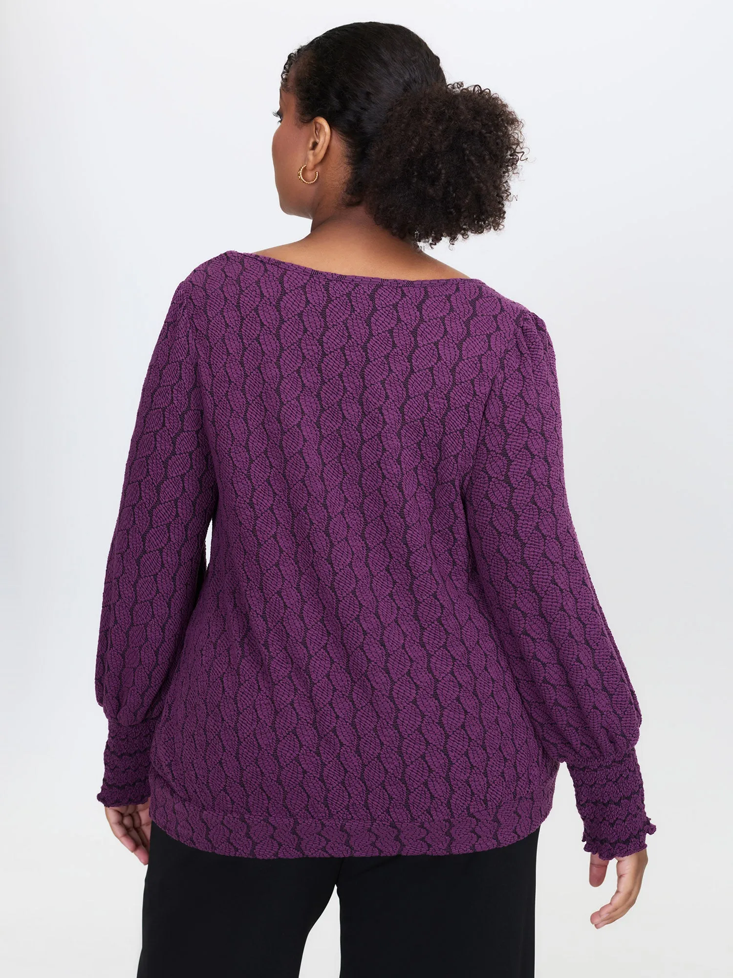 Cableknit Lantern Sleeve V-Neck Knit Top sold by Bloomchic product image thumbnail 4