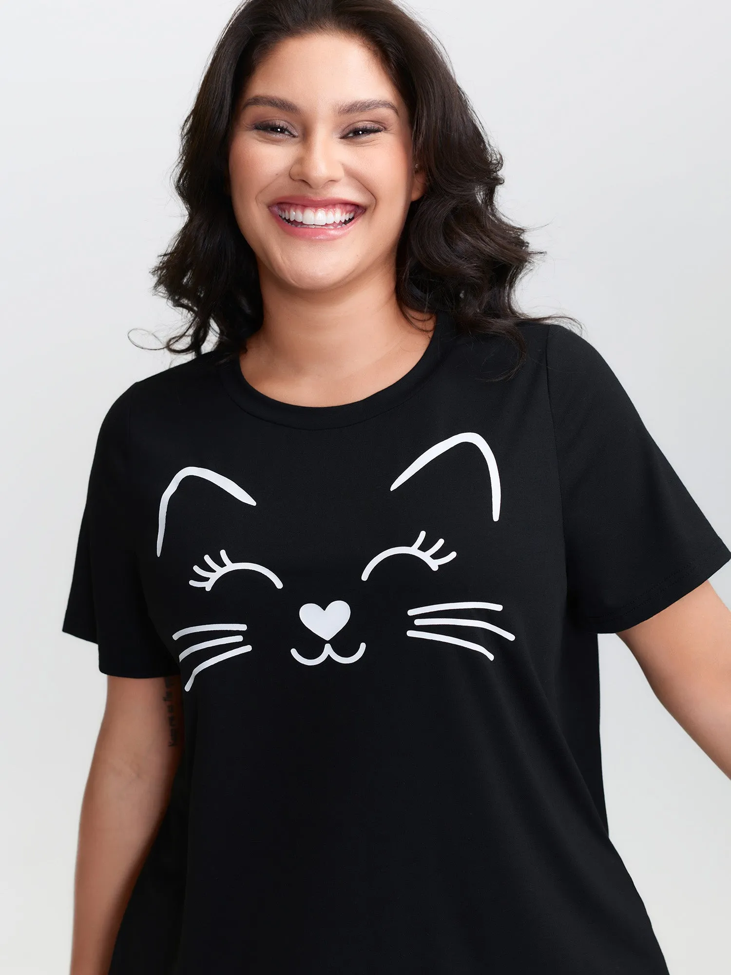 Cute Cat Polka Dots Print Sleepwear Set sold by Bloomchic product image thumbnail 2