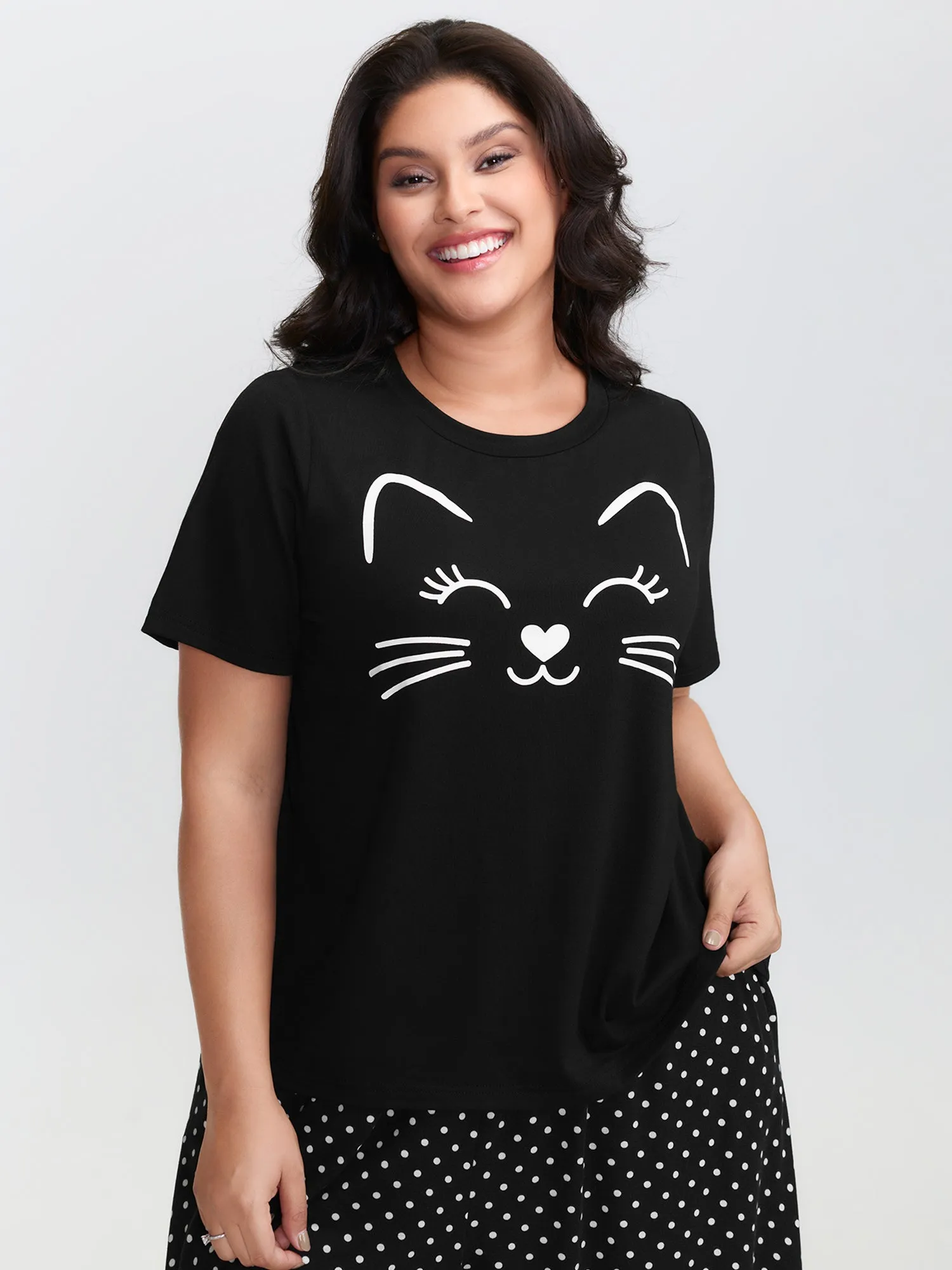 Cute Cat Polka Dots Print Sleepwear Set sold by Bloomchic product image thumbnail 5