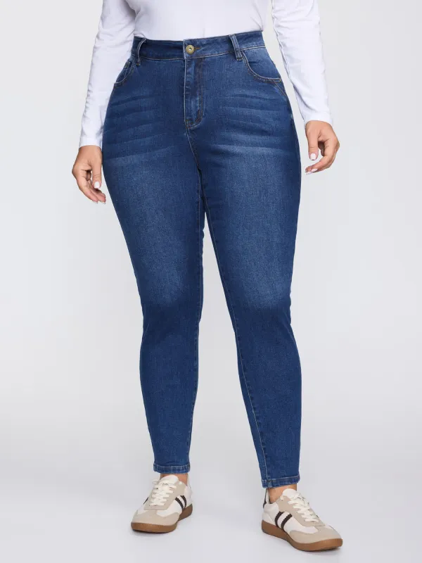 Supersoft Stretchy Mid-Rise Skinny-Fit Jeans sold by Bloomchic