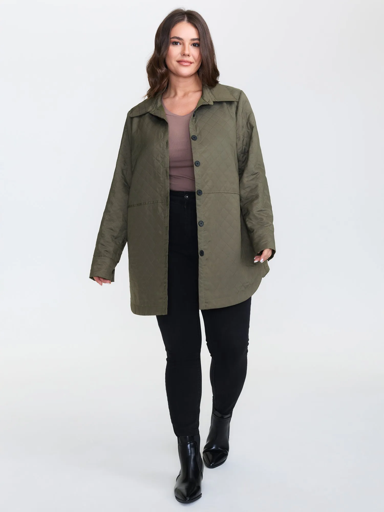 Quilted Button-Front Solid Coat sold by Bloomchic product image thumbnail 4