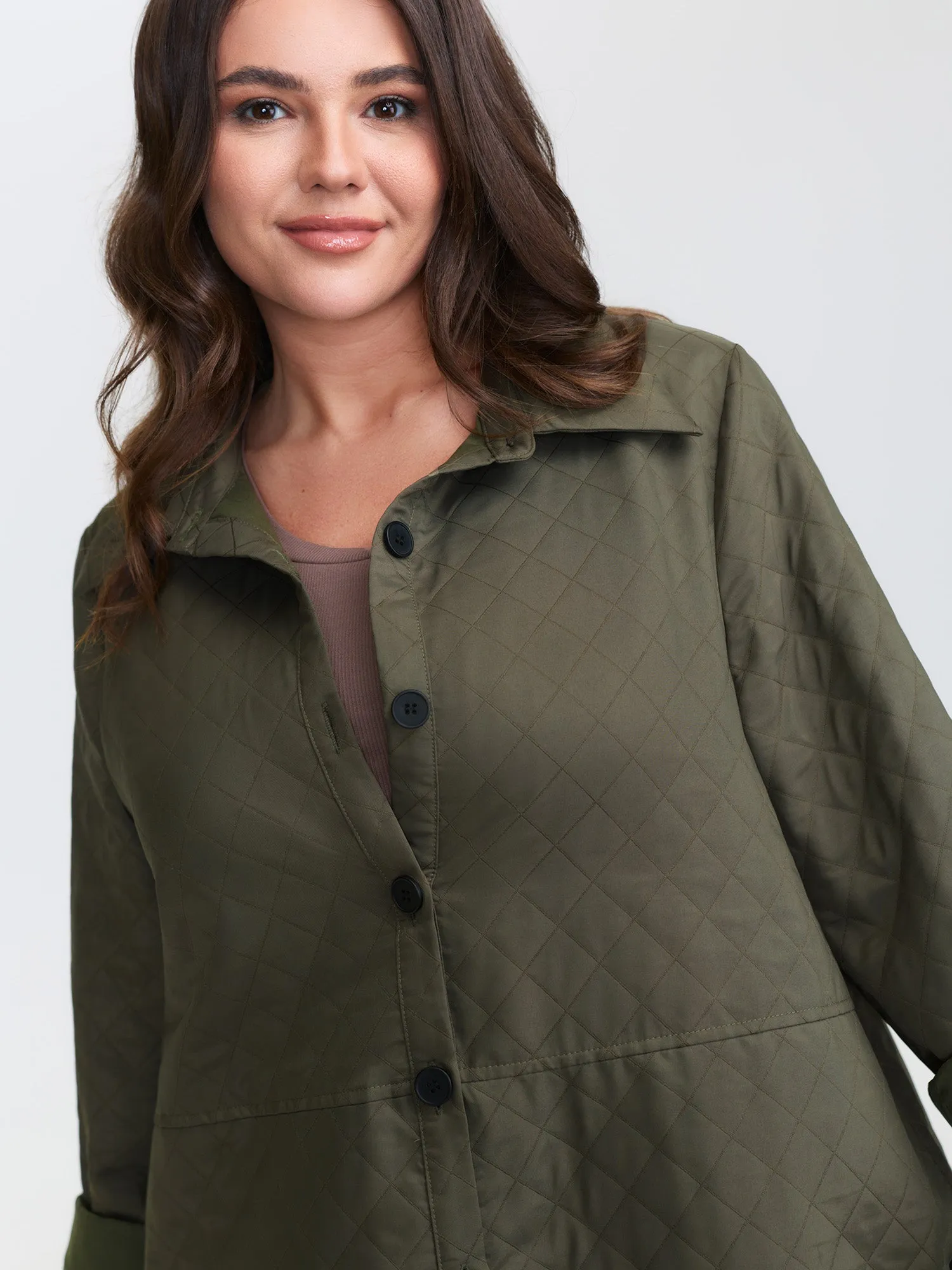Quilted Button-Front Solid Coat sold by Bloomchic product image thumbnail 2