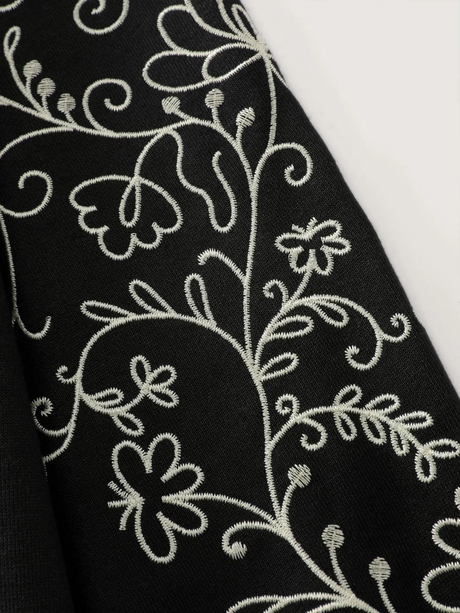 Floral Embroidered Sleeve Relaxed-Fit Sweatshirt sold by Bloomchic product image thumbnail 5