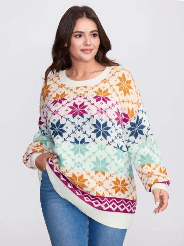 Color Gradient Snowflake Pattern Pullover sold by Bloomchic