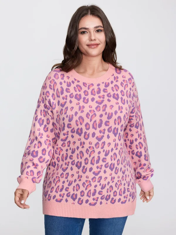Sweet Leopard Pattern Jacquard Pullover sold by Bloomchic