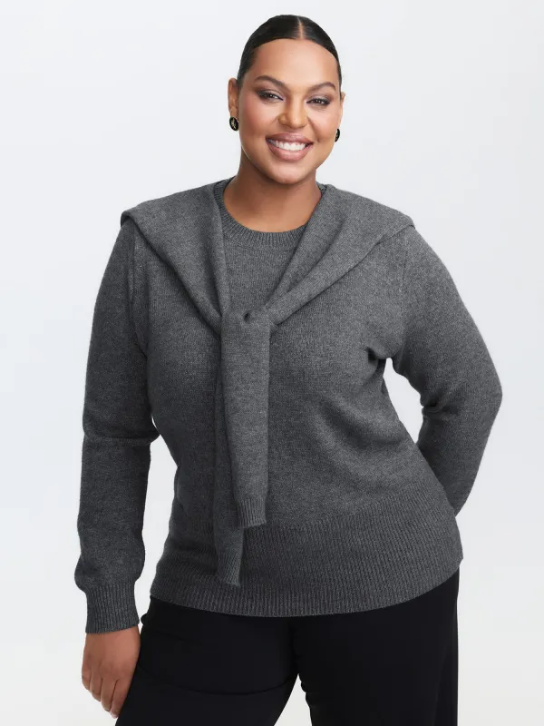 Detachable Shawl Round Neck Pullover sold by Bloomchic