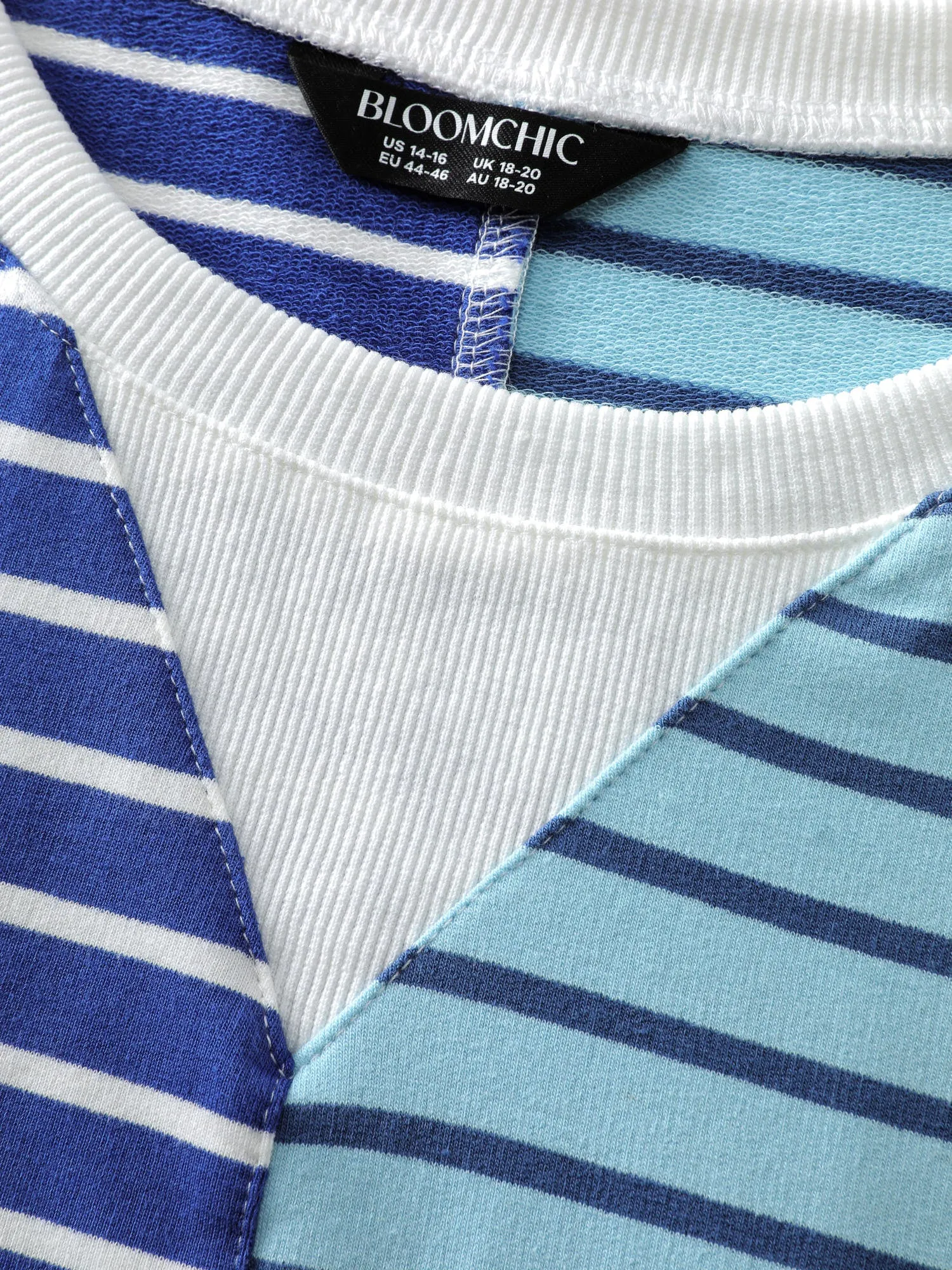 Color Contrast Stripe Print V-Neck Sweatshirt sold by Bloomchic product image thumbnail 5