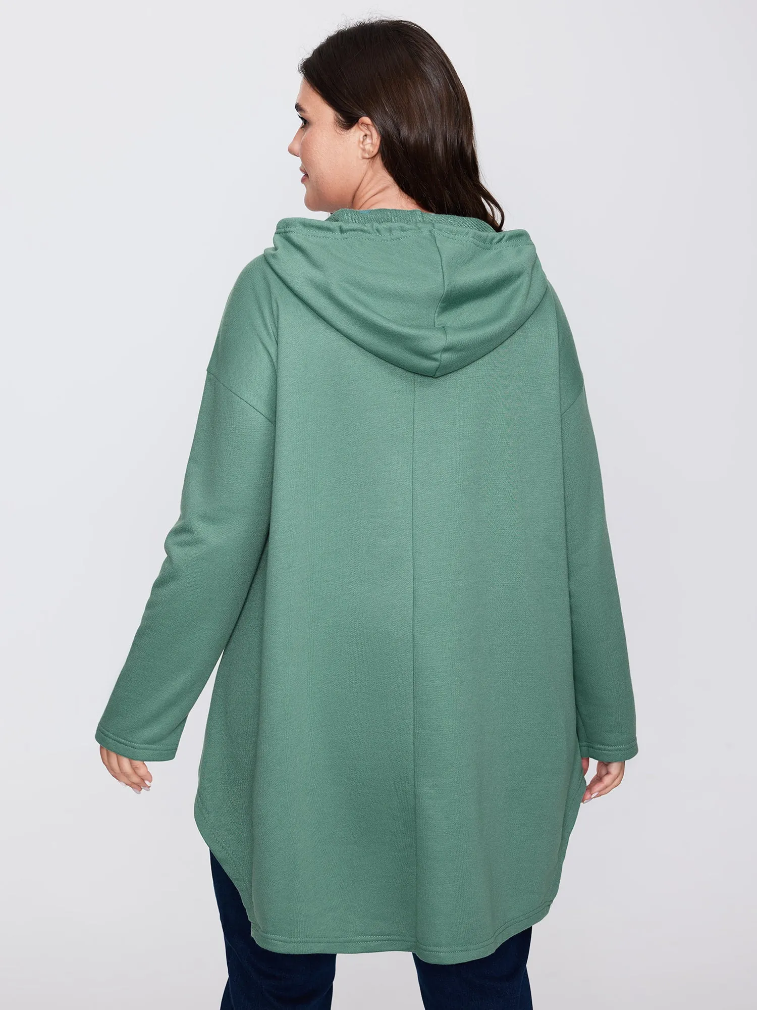 High Low Hem Drop Shoulder Solid Hoodie sold by Bloomchic product image thumbnail 5