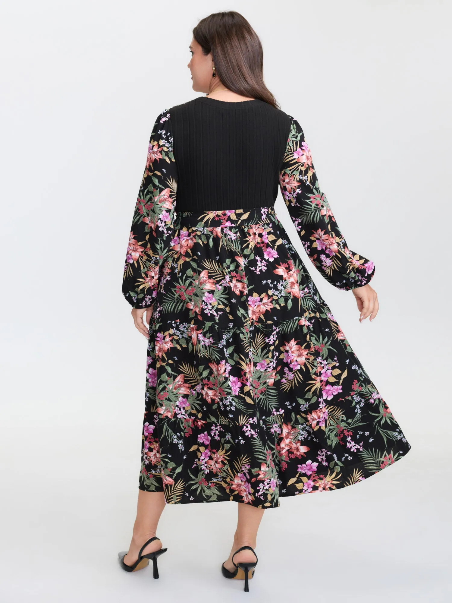 Floral Print Color Contrast Midi Dress sold by Bloomchic product image thumbnail 4