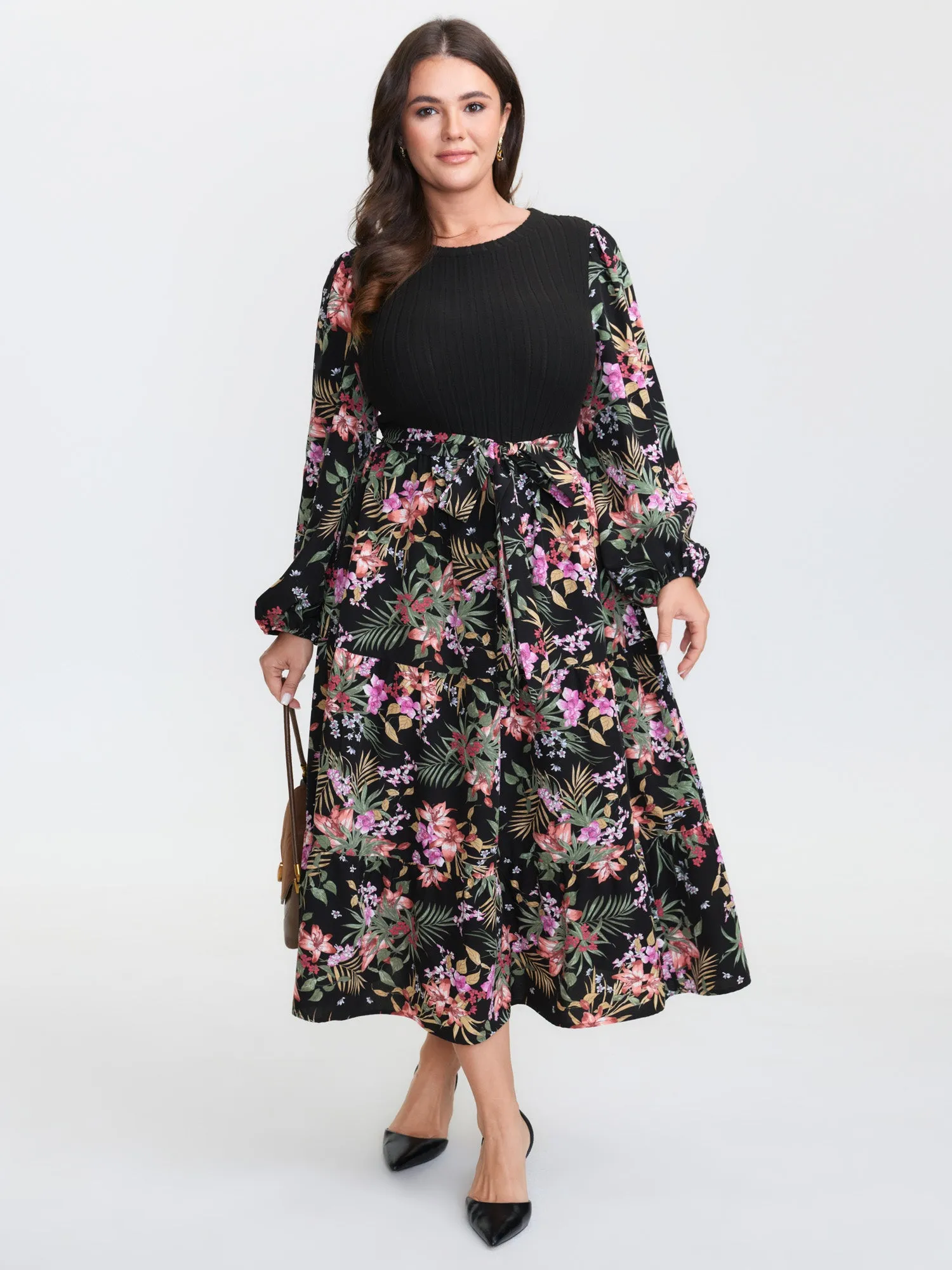 Floral Print Color Contrast Midi Dress sold by Bloomchic product image thumbnail 3
