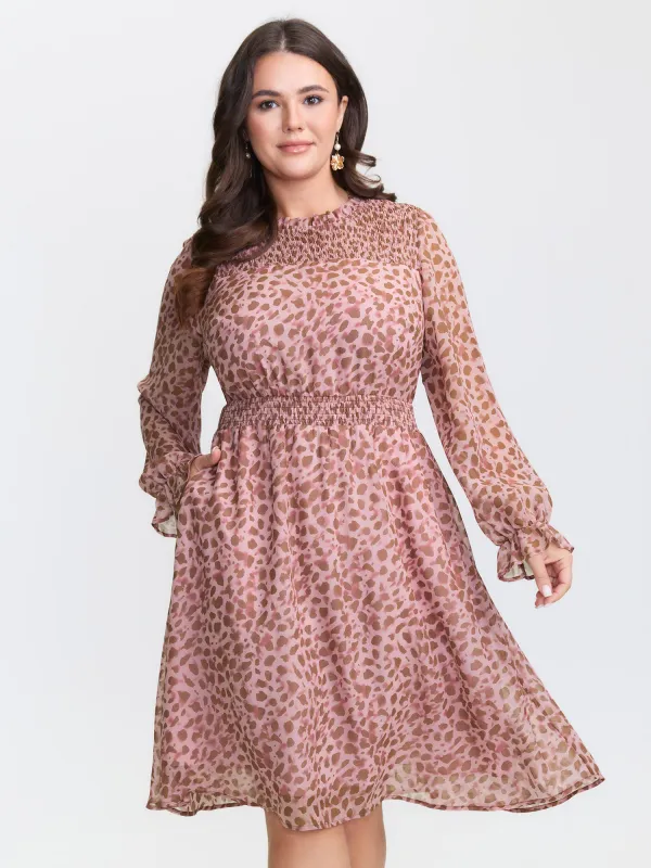 Leopard Print Shirred Waist Midi Dress sold by Bloomchic