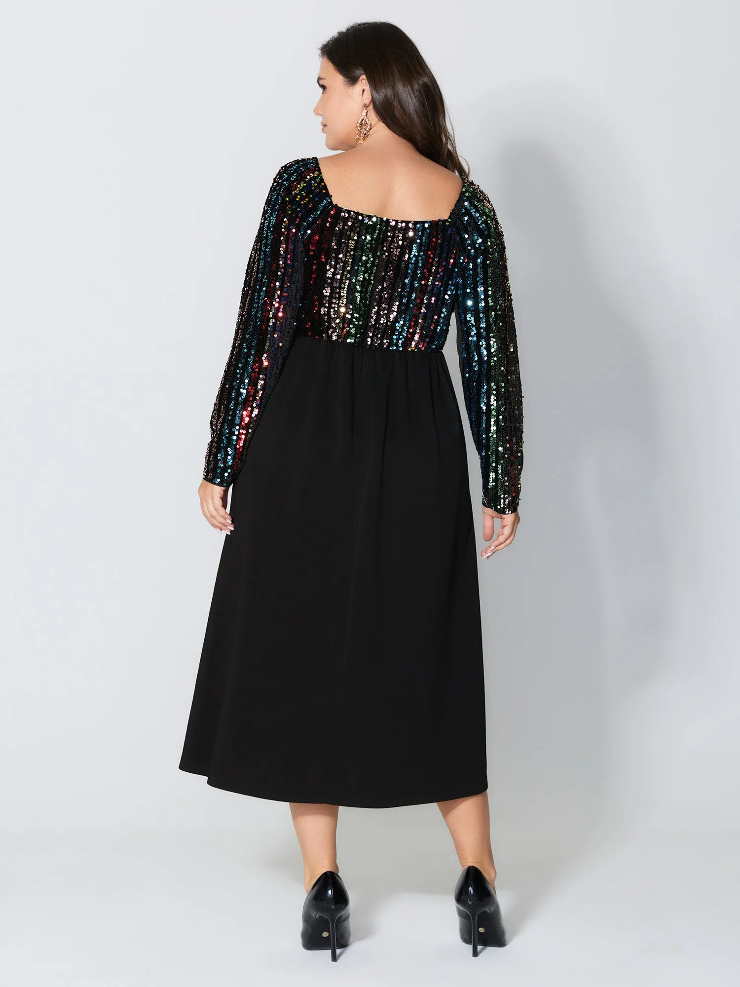 Sparkly Colorful Sequins Contrast Midi Dress sold by Bloomchic product image thumbnail 4