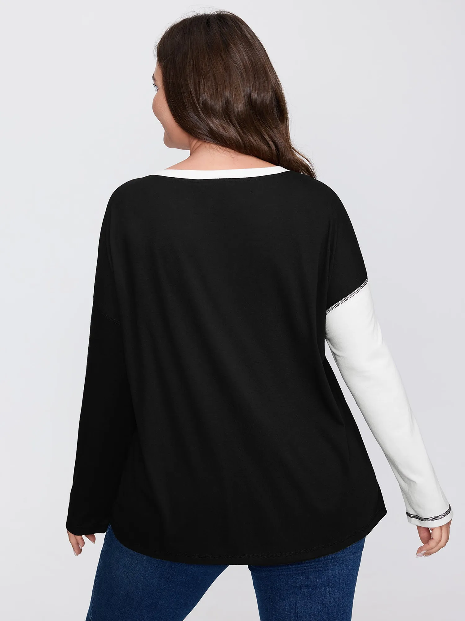 Colorblock Stretchy Stripe Print T-Shirt sold by Bloomchic product image thumbnail 4