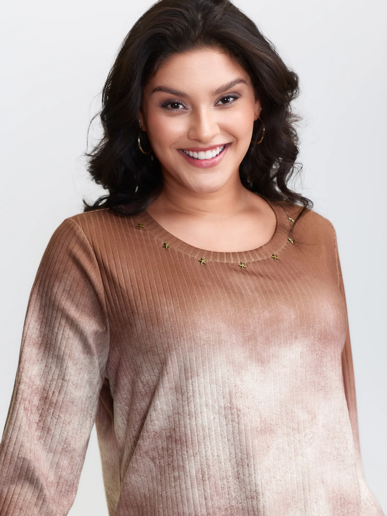 Textured Tie-Dye Star Detail T-Shirt sold by Bloomchic