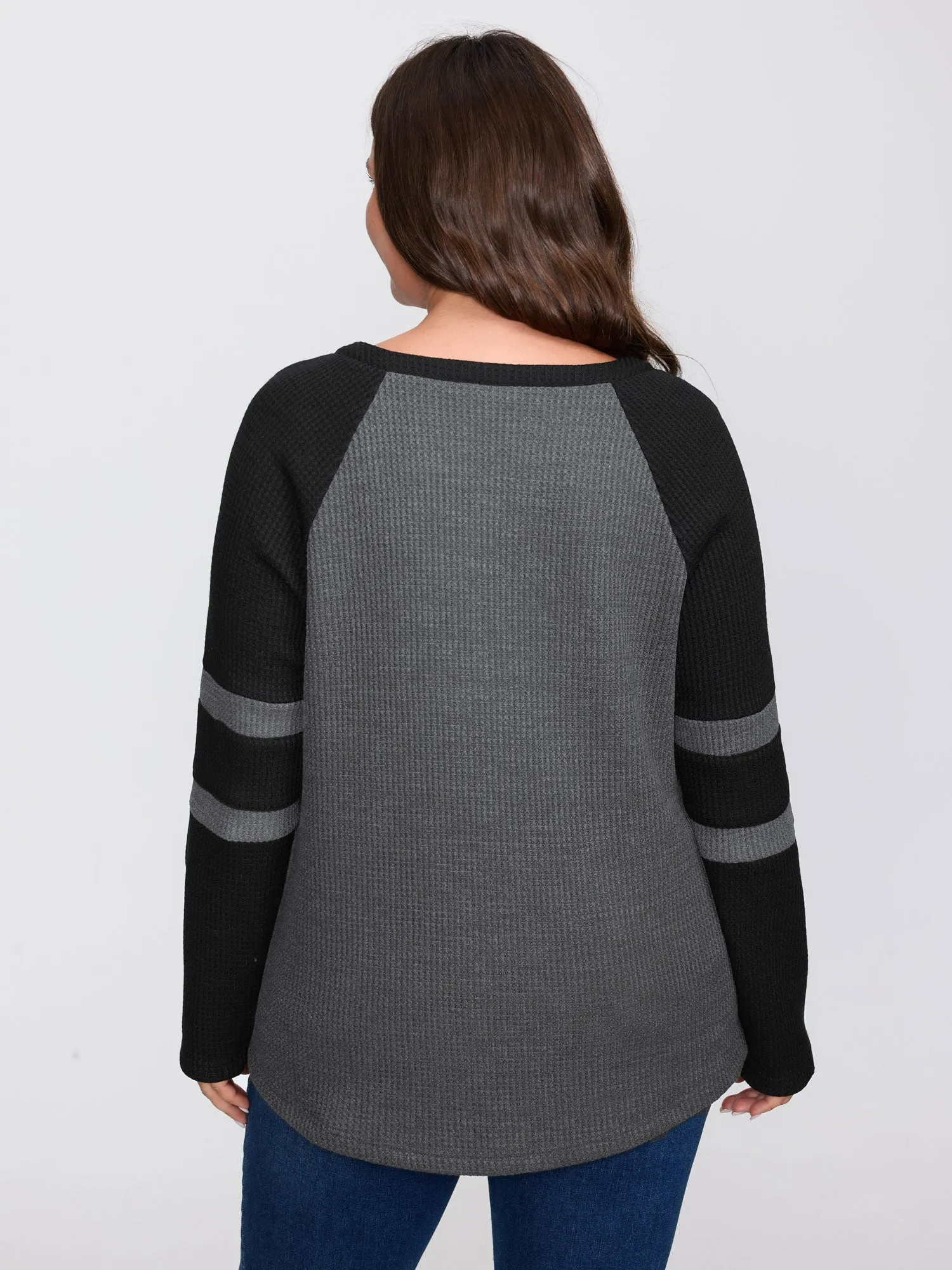 Color Contrast Stripe Textured Cross-Tie T-Shirt sold by Bloomchic product image thumbnail 4