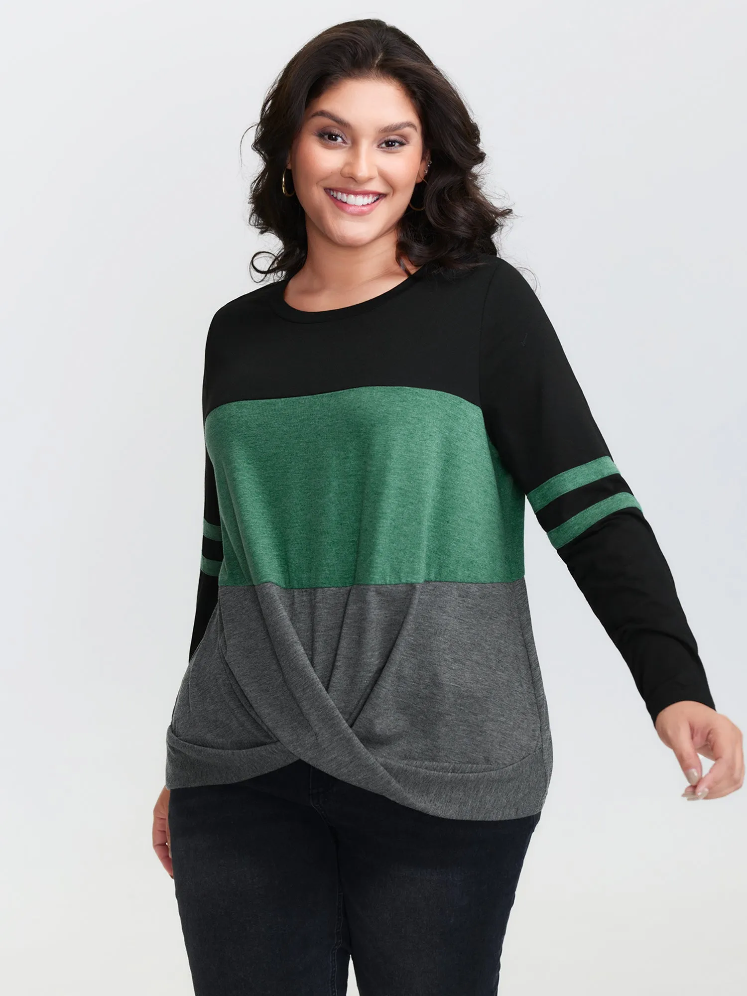 Twisted Hem Colorblock Heather T-Shirt sold by Bloomchic product image thumbnail 2
